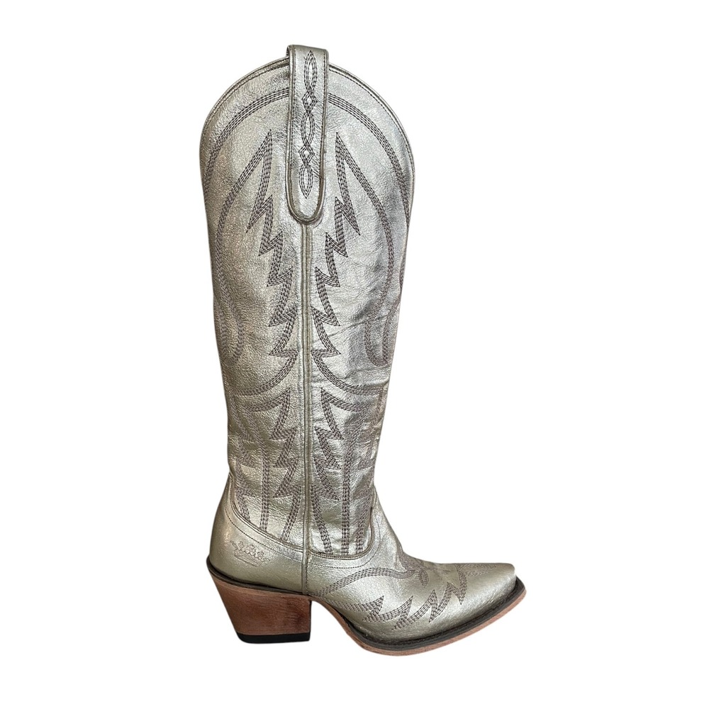 Junk Gypsy by Lane Womens Metallic Leather Western Cowboy Snip Toe Tall Boots 5